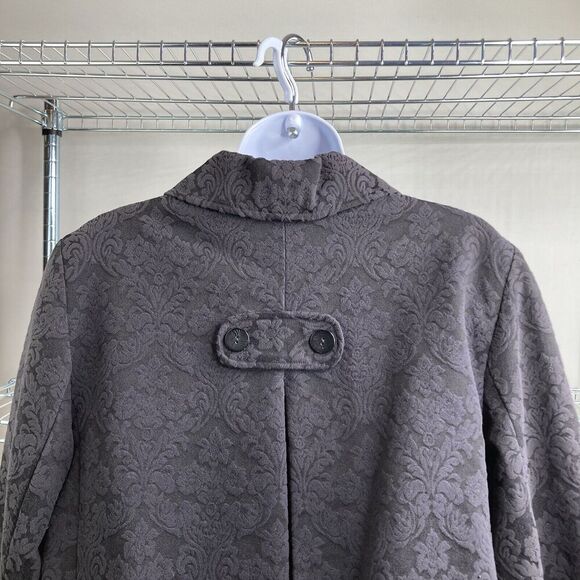J Jill Women's‎ Gray Jacquard Floral Jacket Size 12 Retro Textured Elegant Boho - Picture 5 of 13